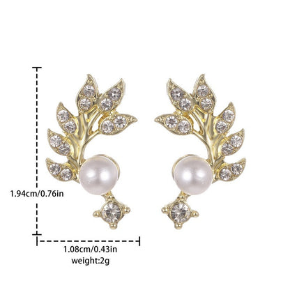 Now Available at Buy Center: High End, Niche Pearl Branches, Leaf Earrings, Women's French Style, Light Luxury Temperament, Versatile Retro And Cold Earrings And Earrings