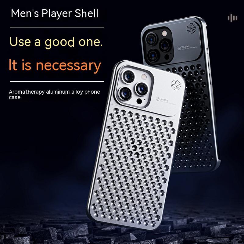 Aluminum Alloy Phone Case For 14 13 Pro Max Plus Hollow Heat Dissipation Anti-fall Full Body Shockproof Phone Cove Buy Center