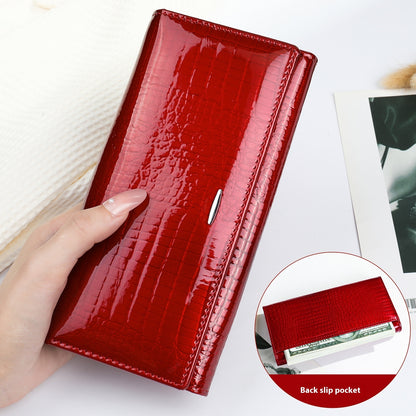 Women's Long Genuine Leather Cowhide Wallet Buy Center