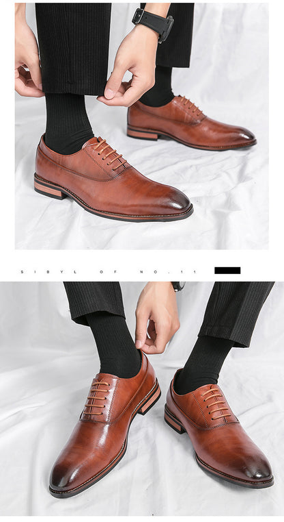 Hot New Items at Buy Center: Men's Formal Leather Lace-up Rubber Sole Business Men's Shoes Gentleman