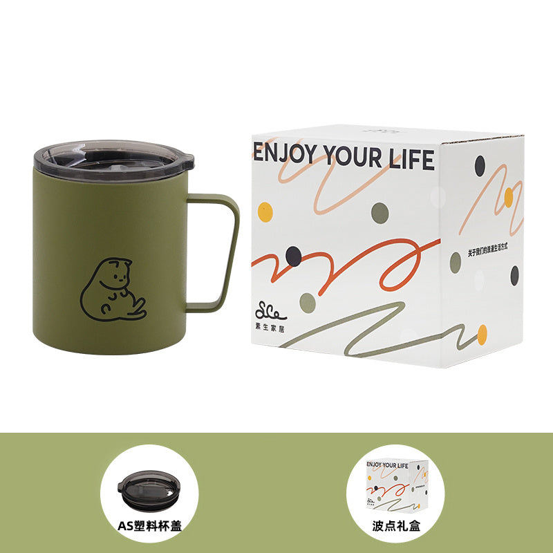 Capped Mug, Insulated And Cold Water Cup, Cute Girl's Coffee, Birthday Gift Buy Center