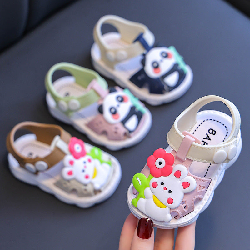 Fresh on the Scene at Buy Center: Children's Sandals Cartoon Toddler Closed Toe Hole Shoes Boys Baby Indoor Non-slip Soft Bottom