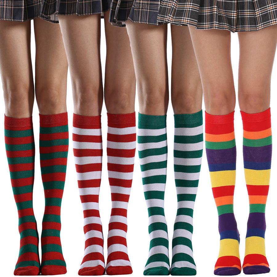 Fresh Arrivals at Buy Center: Striped Free Size Knee-length Half Student Dance Socks Women