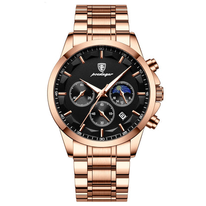 Fresh on the Scene at Buy Center: Sports Men's Watches Multifunctional Waterproof Quartz Watch 928 Rose Gold Black Surface