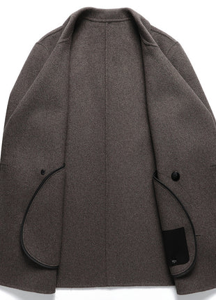 Handmade Double-faced Woolen Goods Wool Overcoat Short Double Breasted Coat