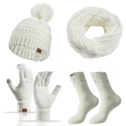 Winter Female Cap Scarf Gloves And Socks Four-piece Set Buy Center