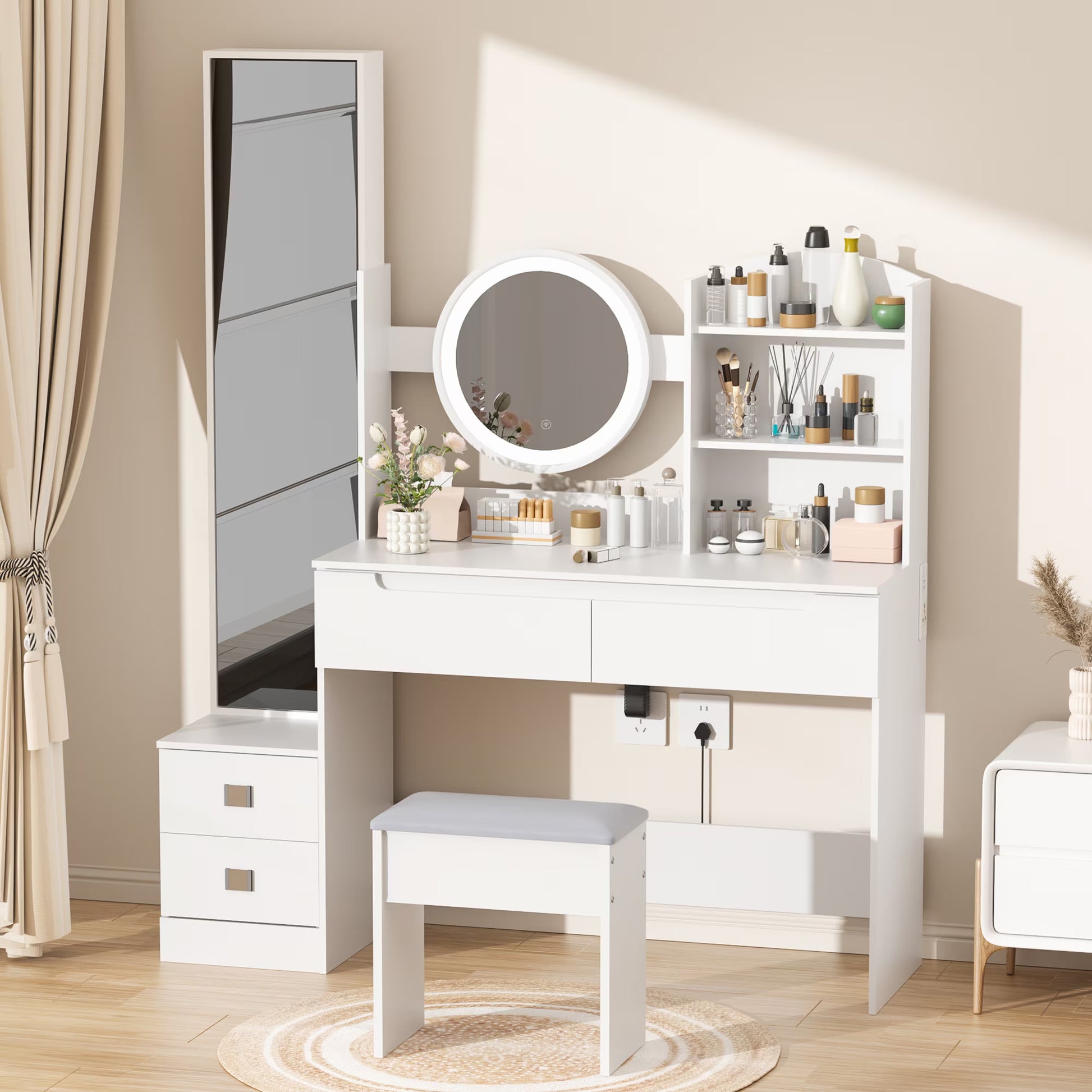 VFF Bedroom Dressing Table, Modern Minimalist Makeup Cabinet, Master Bedroom Makeup Mirror, Makeup Table Mirror Cabinet | Women's Clothing3 | Buy Center