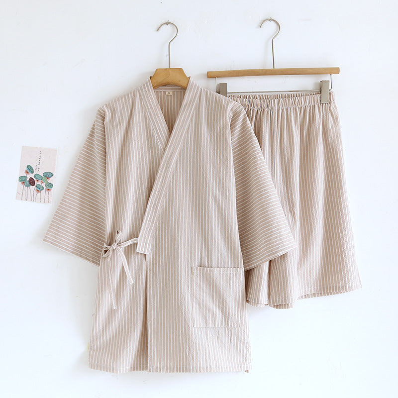 Washed Cotton Thin Striped Pajamas Buy Center