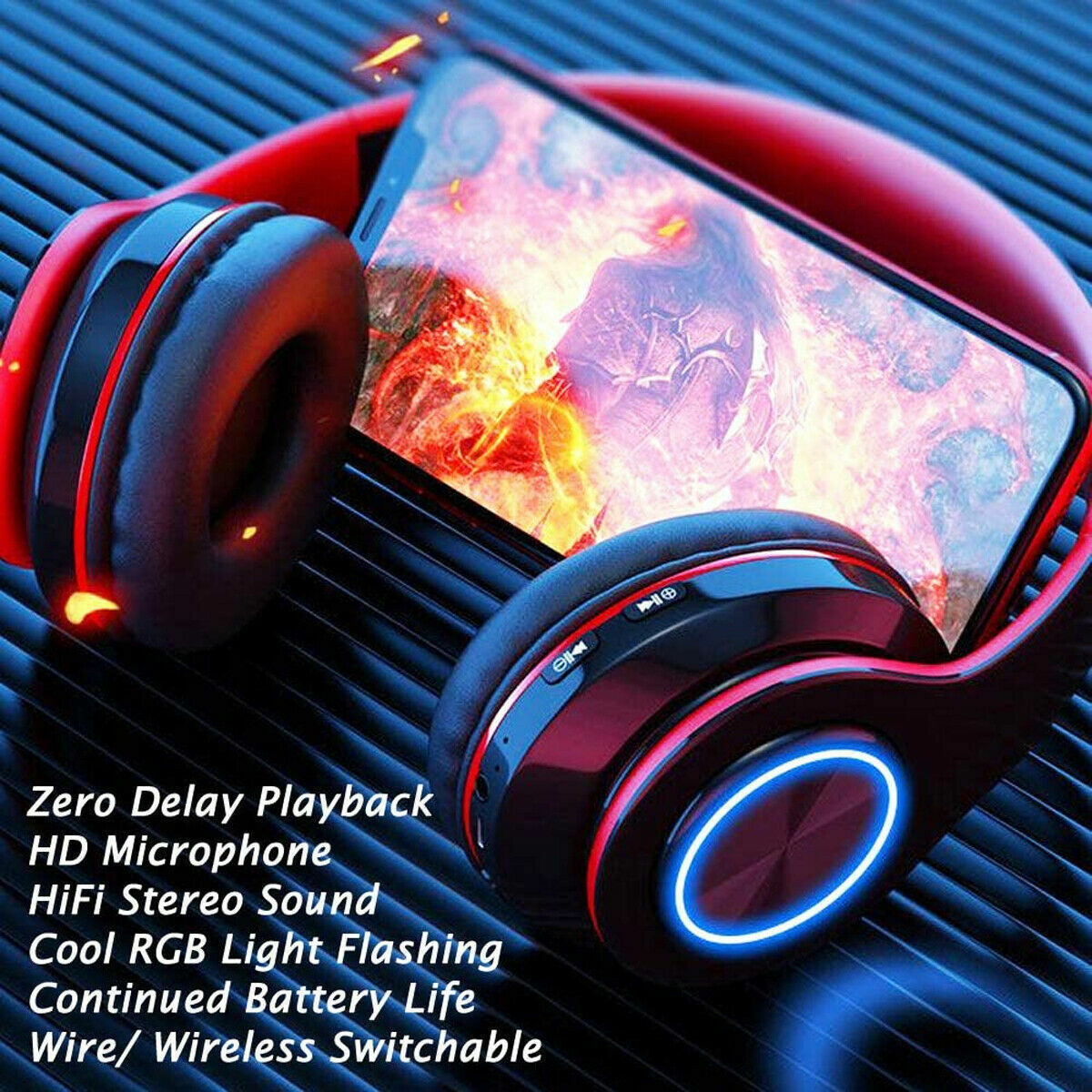 Foldable On Ear Headphones Bluetooth 5.0 Wireless Stereo Bass Headphones Wireless Buy Center