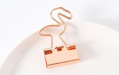 New at Buy Center: Creative Plating Gold Small Clip Office Style Long Tail Metal Flamingo