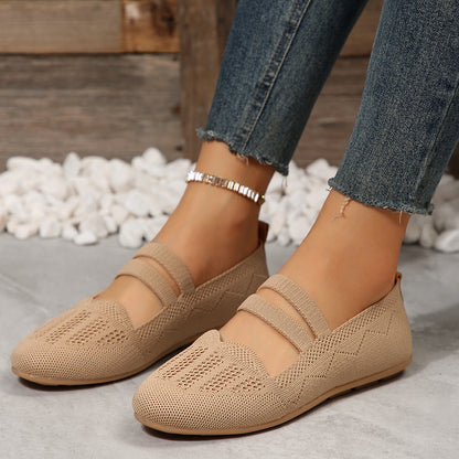 Hot New Items at Buy Center: Casual Mesh Flats Women's Low-cut Round Toe Slip-on Knit Shoes