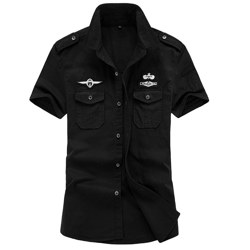 Just Arrived at Buy Center: Summer Men's Short-sleeved Shirt Plus Size Black