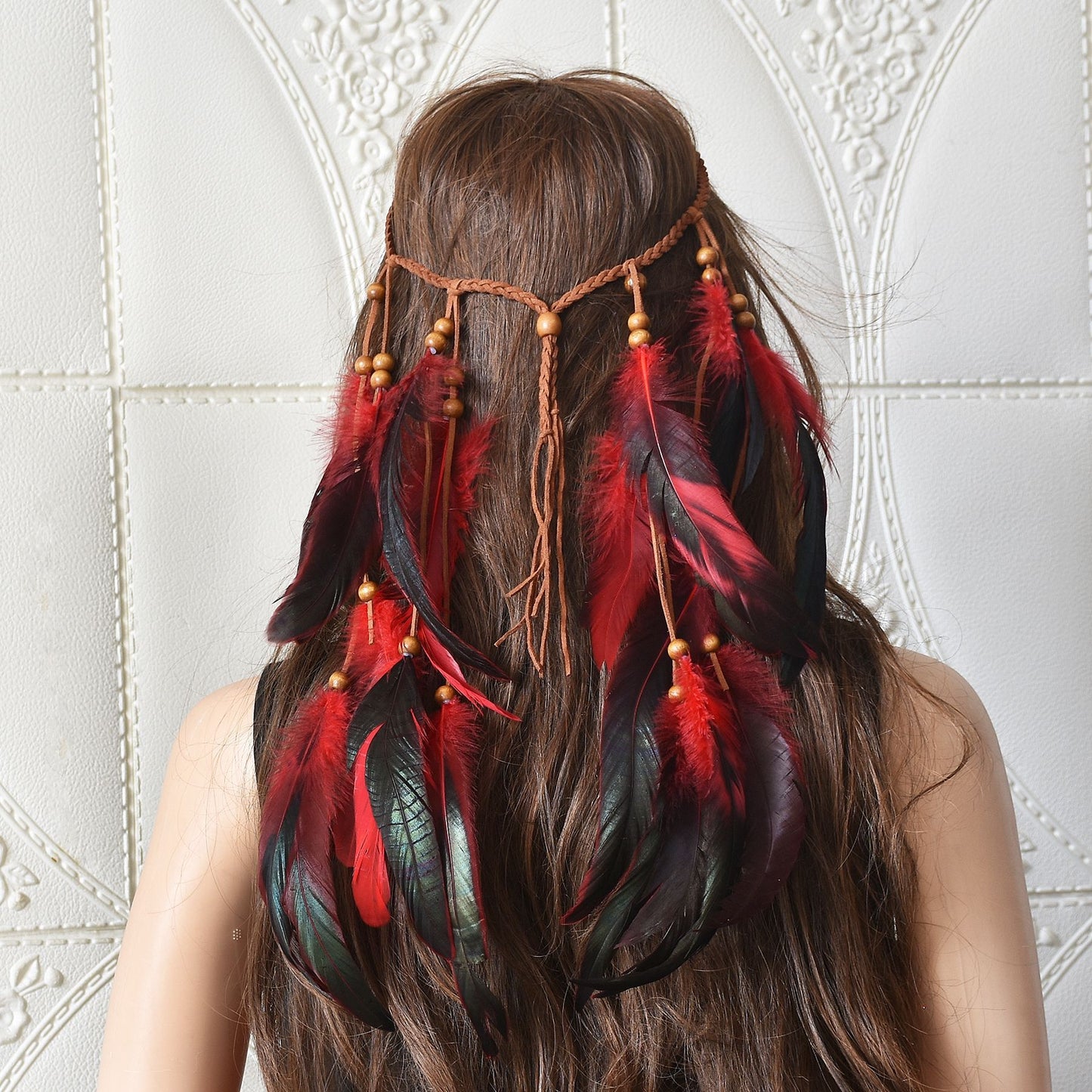 Newly Released at Buy Center: Feather Hair Band New Retro Fringed Headwear Red