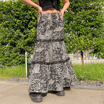 Leopard Print Long Skirt European And American New Lace Skirt Buy Center