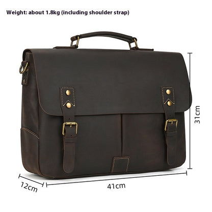 Trending Now at Buy Center: Retro Men's Briefcase Crazy Horse Leather