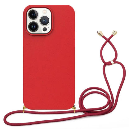 Just Arrived at Buy Center: Protective Cover Wheat Straw Lanyard Phone Case Soft Red Lanyard Style