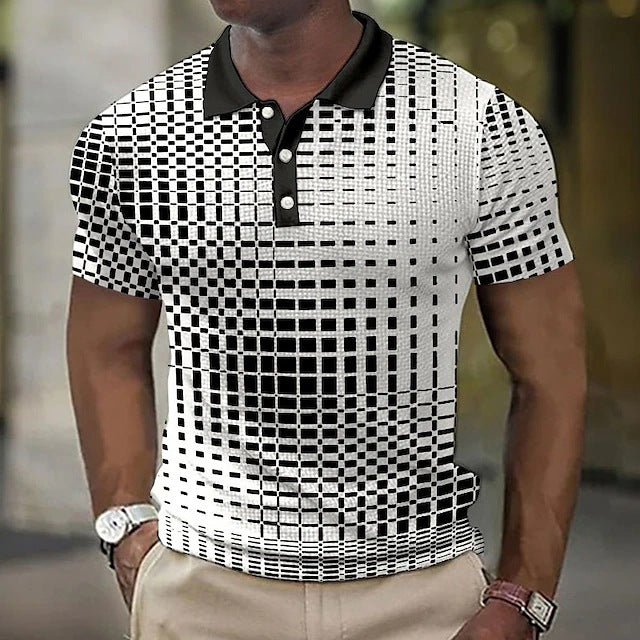 Newly Released at Buy Center: Fashion Plaid Pattern Men's Casual Short-sleeved Top DXPOLO494