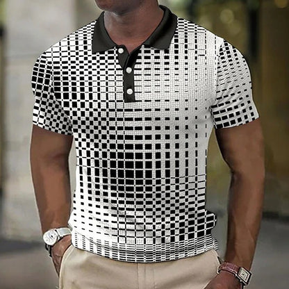 Newly Released at Buy Center: Fashion Plaid Pattern Men's Casual Short-sleeved Top DXPOLO494