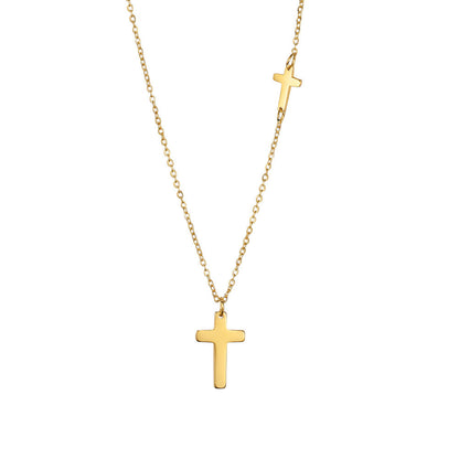 New Women's Stainless Steel Cross Necklace Gold