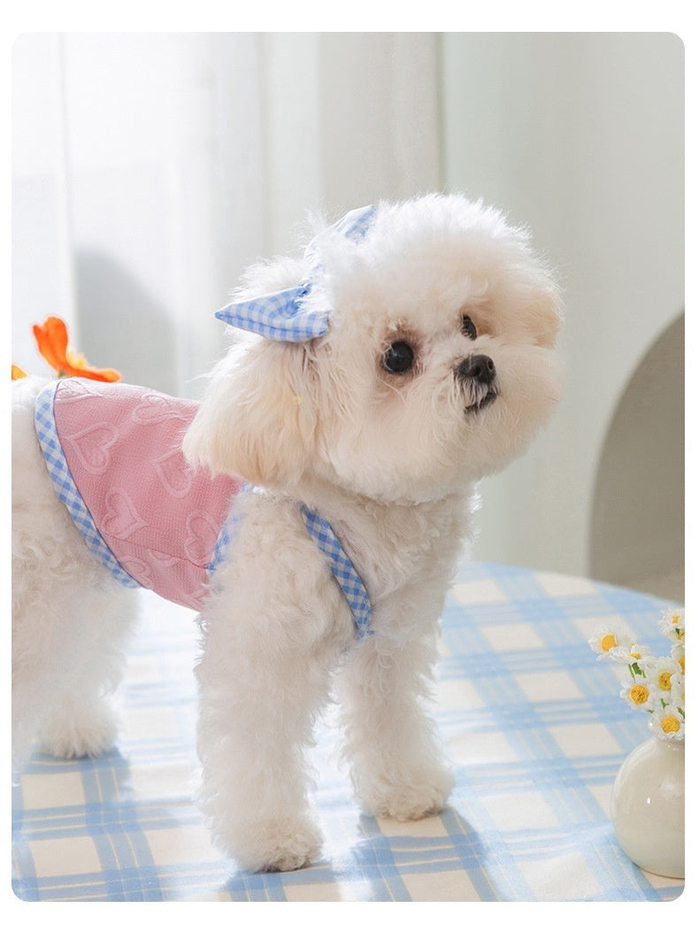 Hot New Items at Buy Center: Heart Relief Texture Bow Suspenders Vest Small Dog