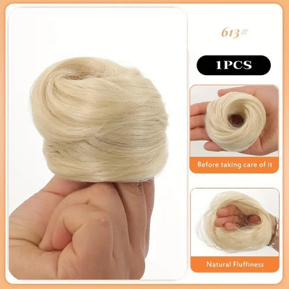 Simulation de boucle de cheveux pour femme avec perruque moelleuse et élastique