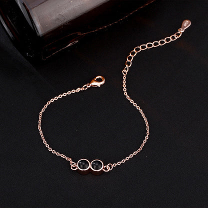 Buy Center Hot Pick-Double Bezel Setting Simple Language Bracelet Rose Gold