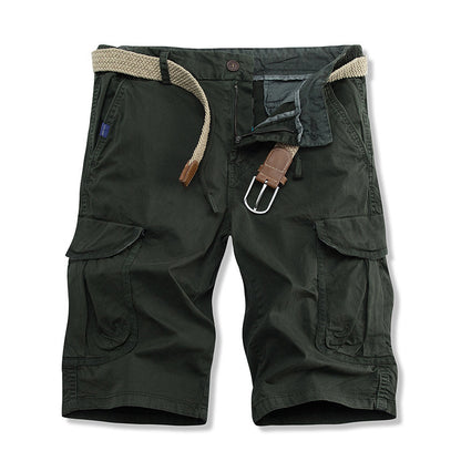 Hot New Items at Buy Center: Fashionable Men's Loose Straight Leg Five Quarter Pants Army Green