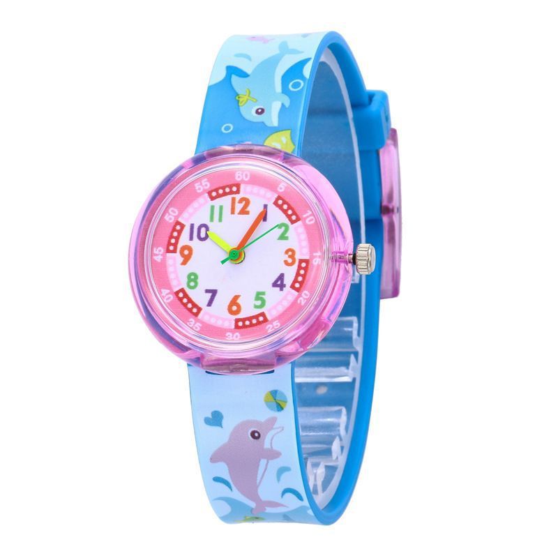 Reloj de silicona transparente con dibujos animados para niños