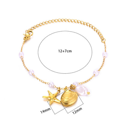 Buy Center Deal-Shell Stainless Steel Starfish Pendant Necklace Bracelet B1659 Gold Containing Chain