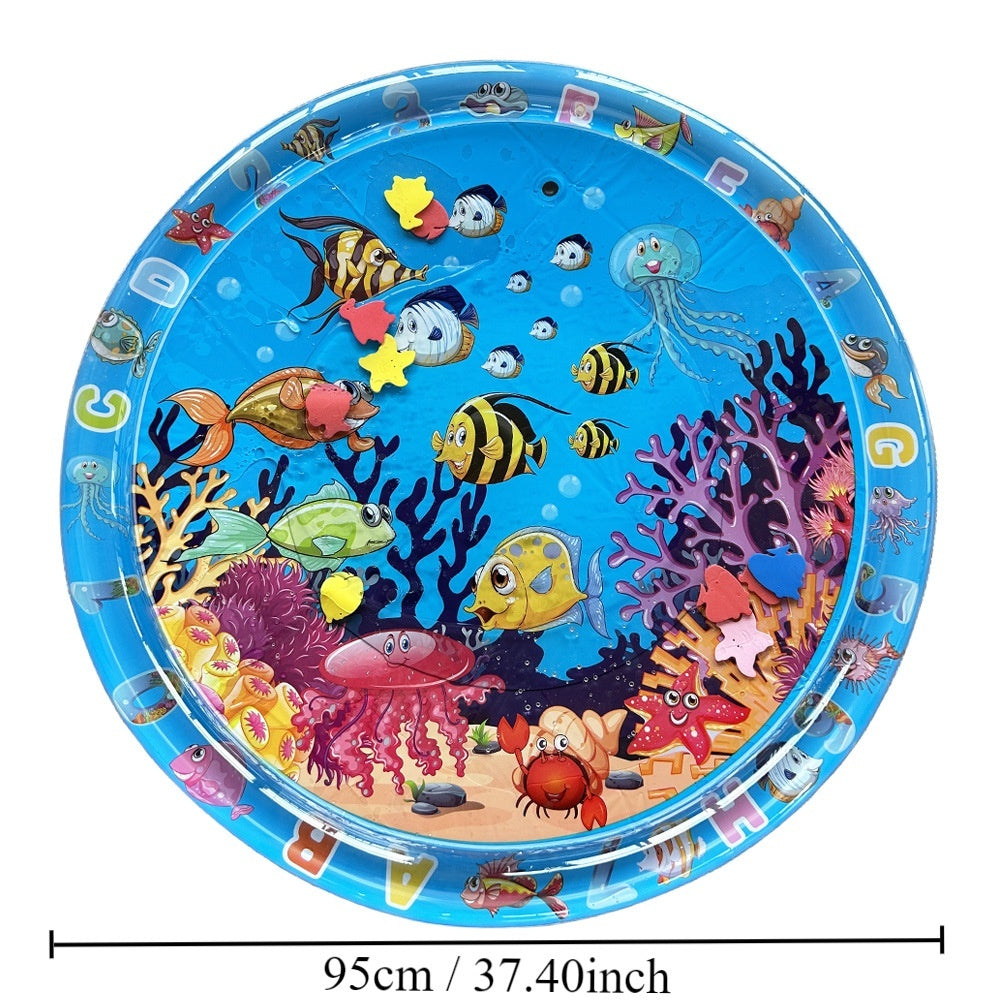 Hot New Items at Buy Center: Children's Inflatable Marine Animal Racket Water Cushion Baby Crawling Racket Water Bag Racket Water Cushion Climbing Pad Tropical Fish Round