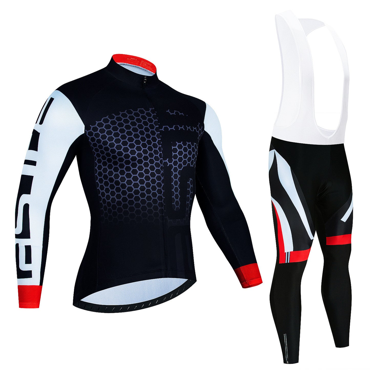 Fresh on the Scene at Buy Center: Men's Riding Jersey Long Sleeve Top And Trousers Wicking Breathable Cycling Suspender Suit Style11