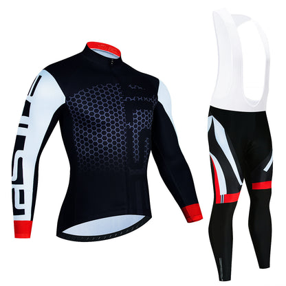 Fresh on the Scene at Buy Center: Men's Riding Jersey Long Sleeve Top And Trousers Wicking Breathable Cycling Suspender Suit Style11