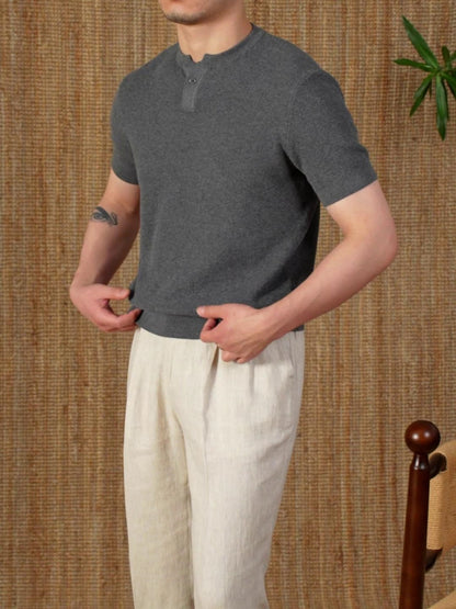 Just Arrived at Buy Center: Knitted Short-sleeved T-shirt Men's Cotton Casual Bottoming Shirt