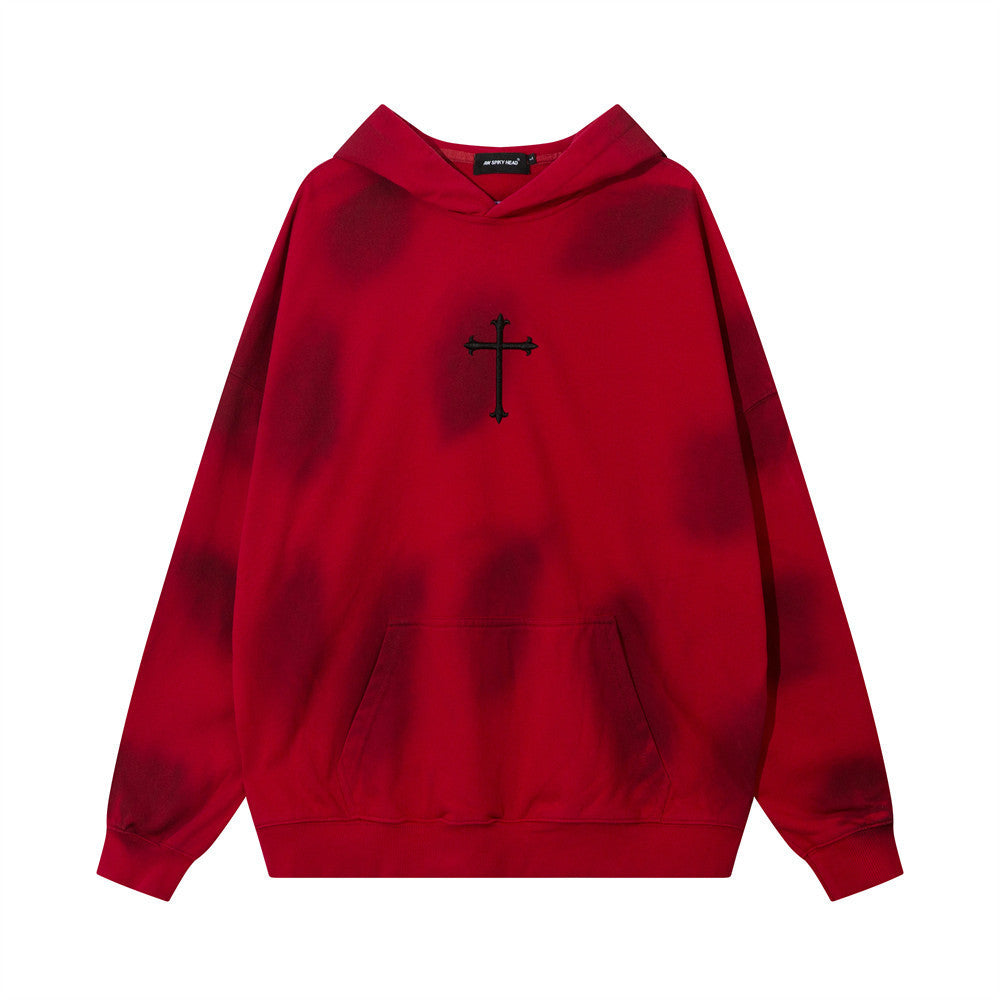 Buy Center Excellence-High Street Niche Cross Spray Painting Dirty Sweater Men