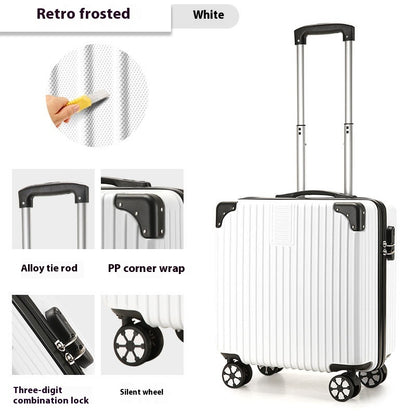 Fresh Arrivals at Buy Center: 18-inch Trolley Case Printed Pattern Luggage Small Children Suitcase Boarding Bag Suitcase Retro White 18 Inches