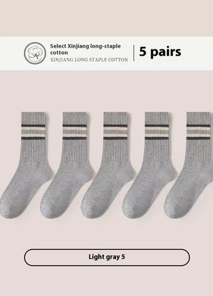 Chaussettes mi-mollet en coton pour hommes, désossées, en pur coton, respirantes, de sport, grande taille