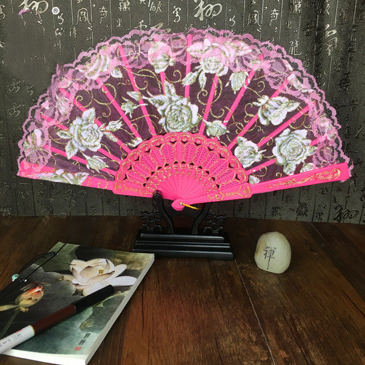 Now Available at Buy Center: Lace Fan Single Layer Wing Chun Dance Fan Chinese Style Pink Single