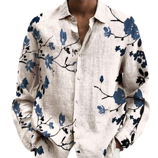 Men's Casual Long Sleeve Shirt Fashion Musical Note Floral Buy Center