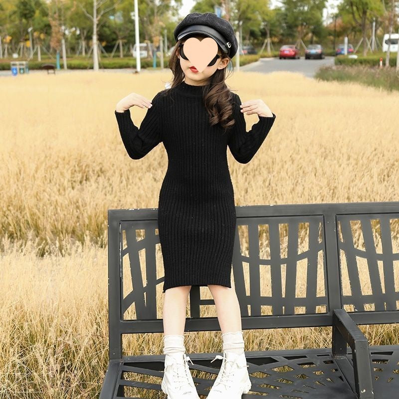 Autumn And Winter Thickening Mid-length Girls' Knitted Bottoming Shirt Western Style Pullover Woolen Skirt Buy Center