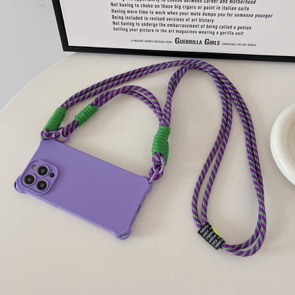 Newly Arrived at Buy Center: New Four-corner Lanyard Phone Case Purple Long And Short Rope