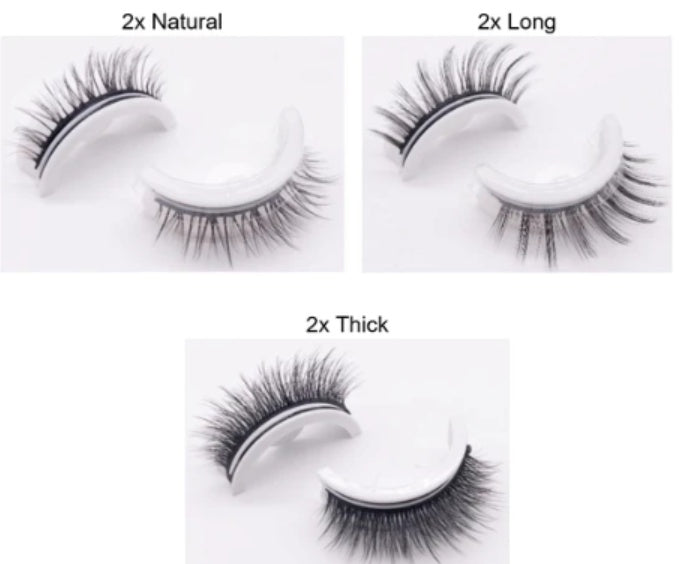 Buy Center Premium-Reusable 3D Mink Lashes Natural False Eyelashes Self Adhesive Fake Glue Free Makeup Eyelash Extension Silk SetD Crystal box 1PC