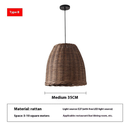 Fresh Arrivals at Buy Center: Retro Idyllic Zen Rattan-weaved Ceiling Lamp Type A Diameter 35CM