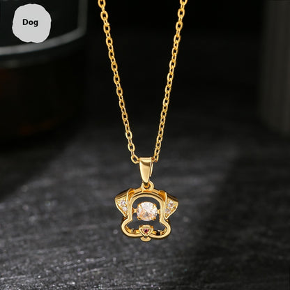 Buy Center Deal-Ins Zodiac Smart Necklace Micro-inlaid Dog 18K Gold Plating