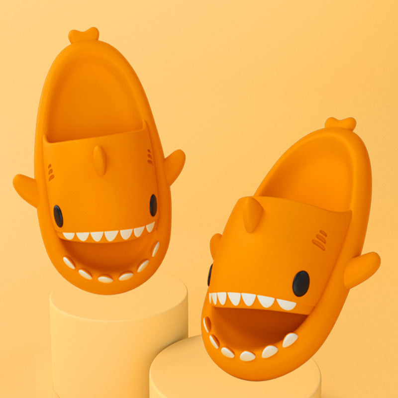 Adult's Slippers Indoor Outdoor Funny Shark Cartoon Orange