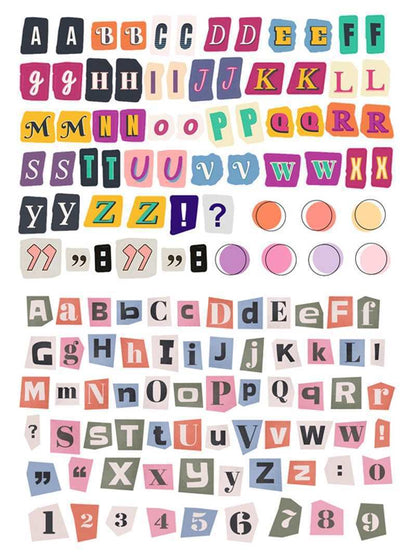 Buy Center Picks-English Letters And Numbers Symbol Label Sticker Material Decoration Stickers