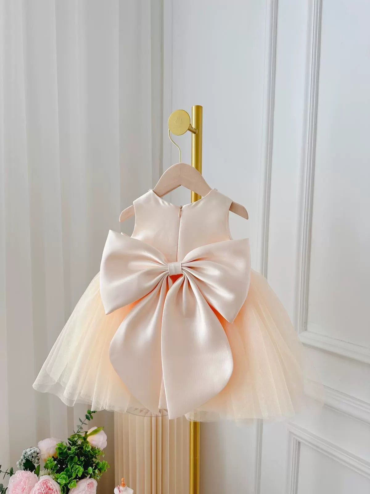 Fresh Arrivals at Buy Center: Children's Dress Girls' Summer Long-sleeve Coat Pettiskirt Champagne Big Bow High-waisted Gauzy