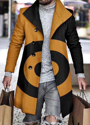 Men's Woolen Stand Collar Mid-length Trench Coat