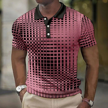 Newly Released at Buy Center: Fashion Plaid Pattern Men's Casual Short-sleeved Top DXPOLO496