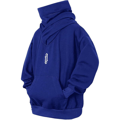 Just Arrived at Buy Center: Pile Collar Hooded Sweater Men's Loose Casual Sapphire Blue