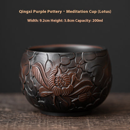 Buy Center Ultimate-Qingxi Purple Pottery Chinese Style Handmade Ceramic Kung Fu Tea Cup Zen Cup Lotus